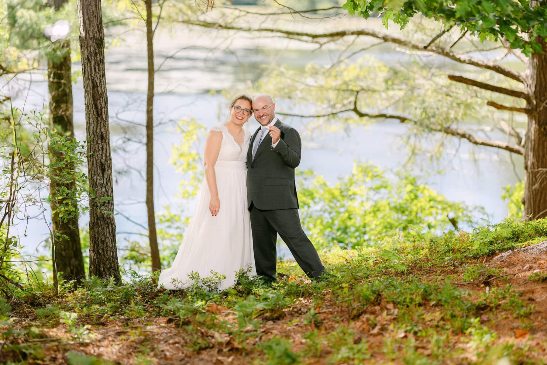 A Worcester Wedding at Cook Pond 49 A man and woman posing for a picture at their Worcester Wedding.