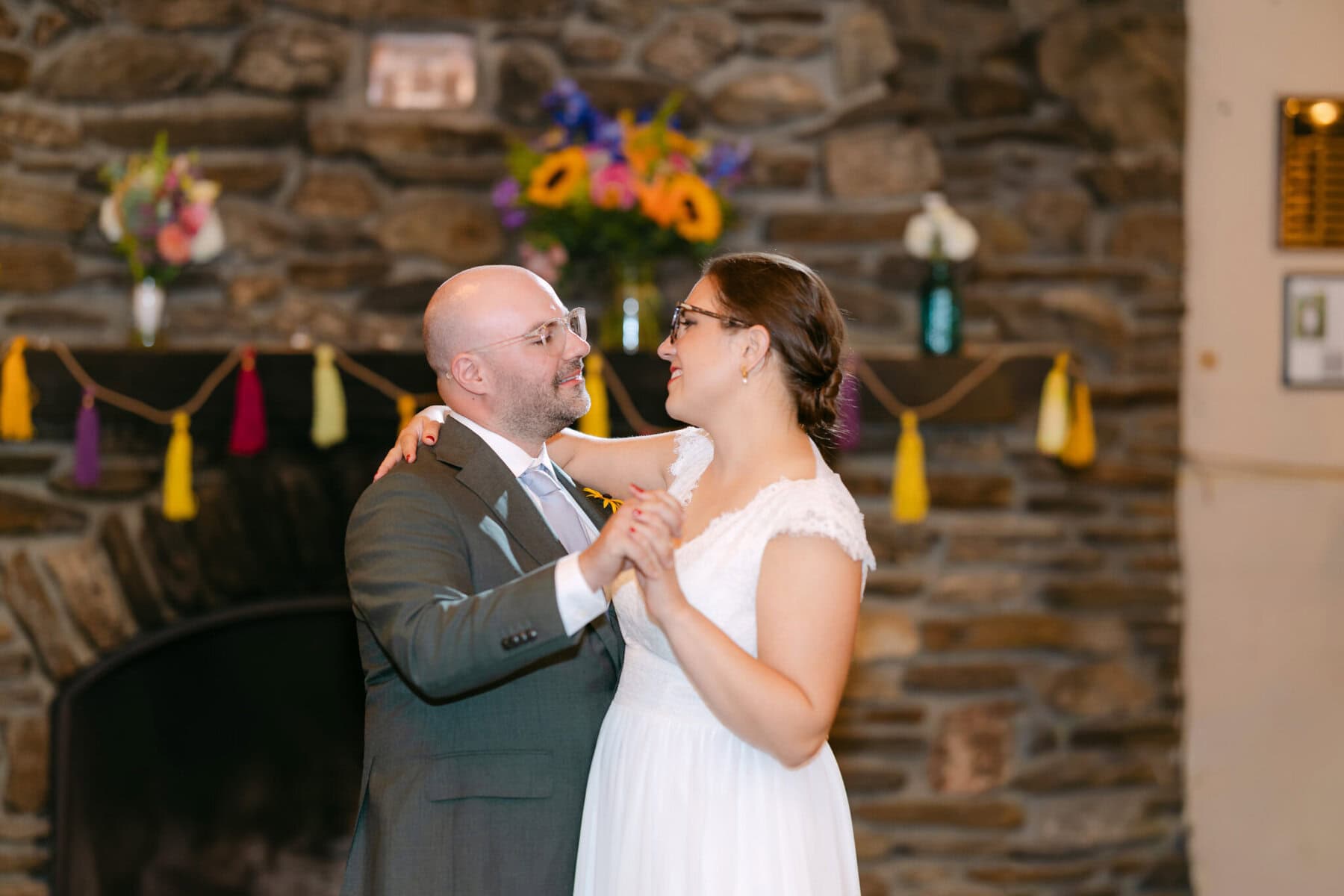 A Worcester Wedding at Cook Pond 84 A man and woman dancing by Cook Pond, creating a magical moment at a Worcester Wedding.